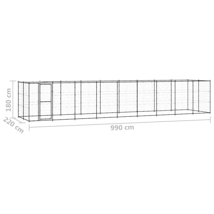 VidaXL Chenil Extérieur Acier avec Toit 21,78 m² Enclos Niche Cage pour Chiens 3082296