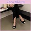 Zapatos Mary Jane Estilo Francés con Punta Abierta y Tacón Grueso para Mujer Ropa Casual de Primavera