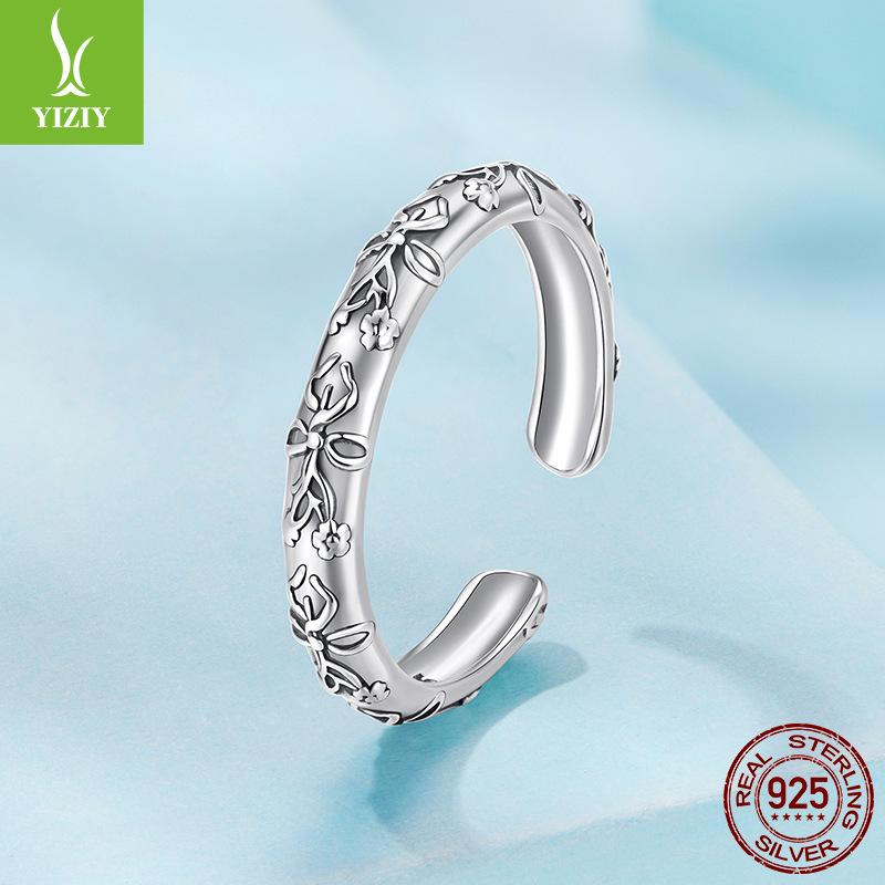 Vintage Relief Bow Open Ring, Medieval Jewelry S925 Sterling Silver Ring.