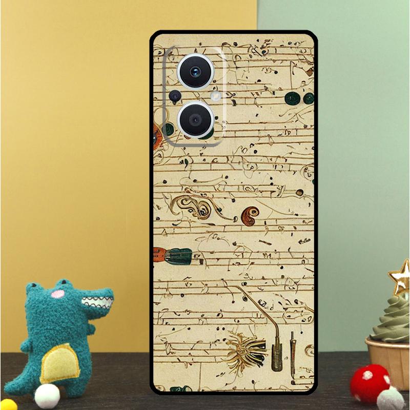 Music Score Musical Notes Case For OPPO Reno 15F 14F 11 12 13 F 14 10 15 Pro 7 8 Lite OPPO Find X5 X6 X8 X9 Pro Cover