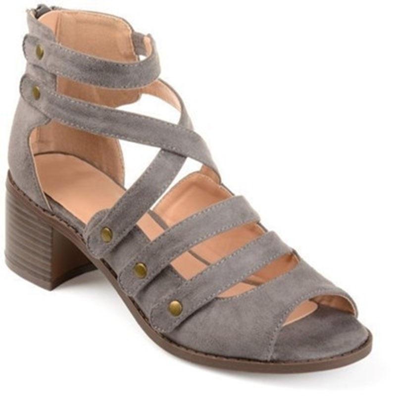 Luxurious Womens Ladies Low Heel Wedge Summer Rivet Sandals For Casual Holidays