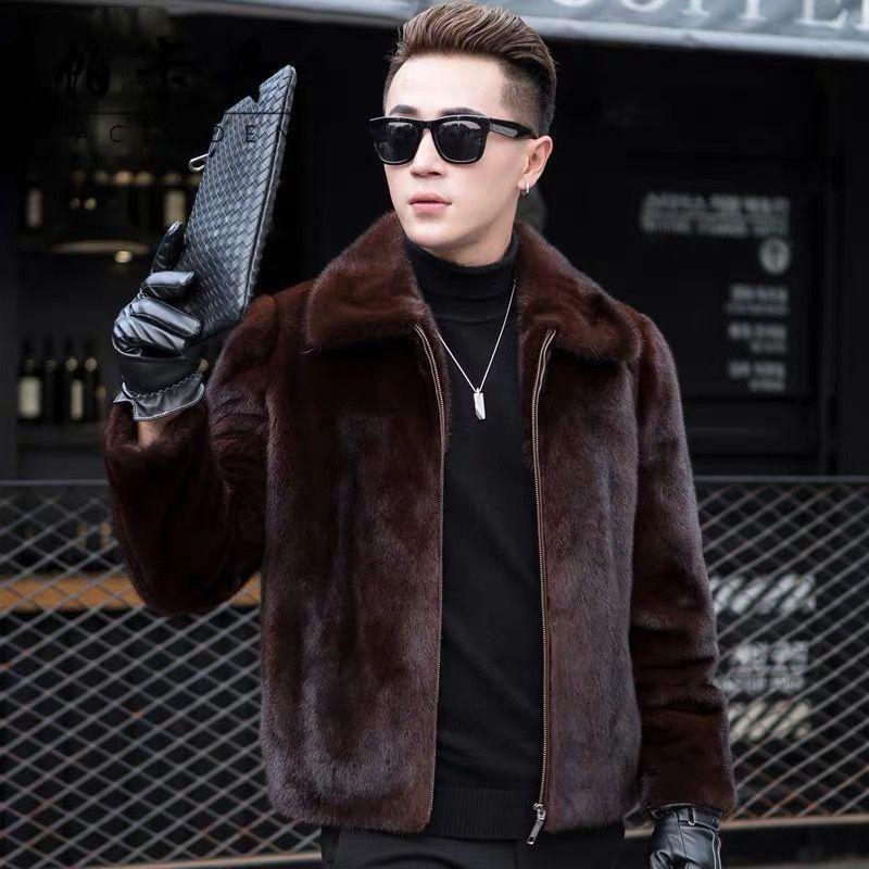 Men's top imitation mink hair imitation fur jacket thickened large size imitation fur velvet autumn and winter wear