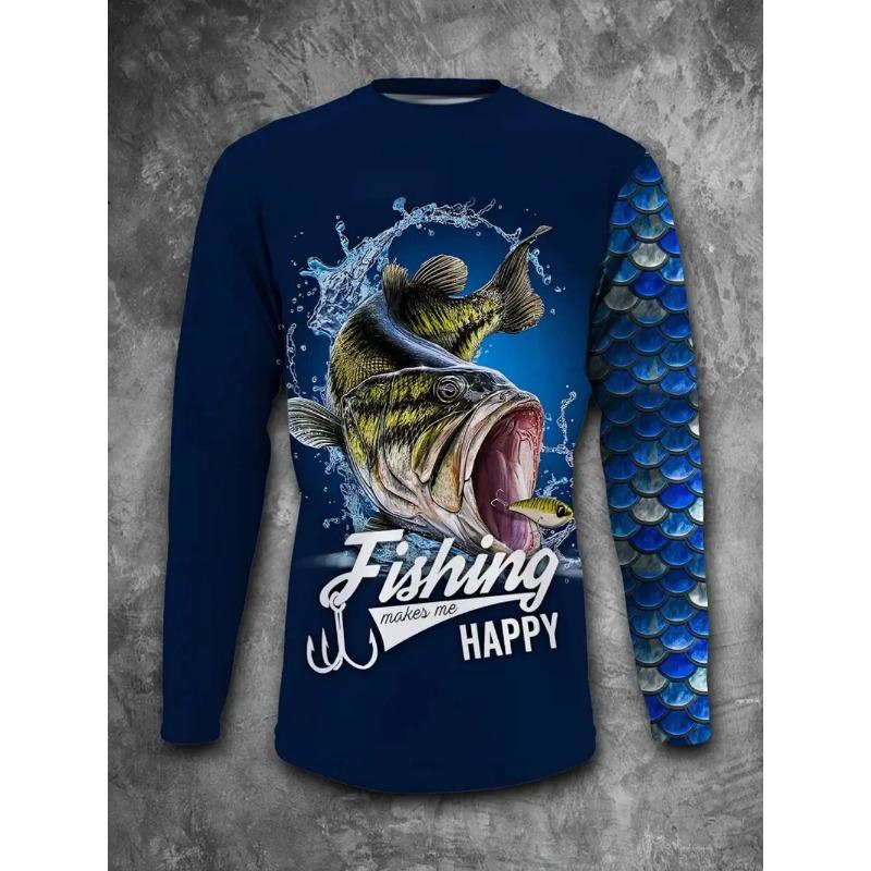 Fishing Shirts Men's T-Shirts Long Sleeve Men Clothes Autumn Streetwear Top Pullovers Male T Shirt Outdoor Casual Men's Clothing