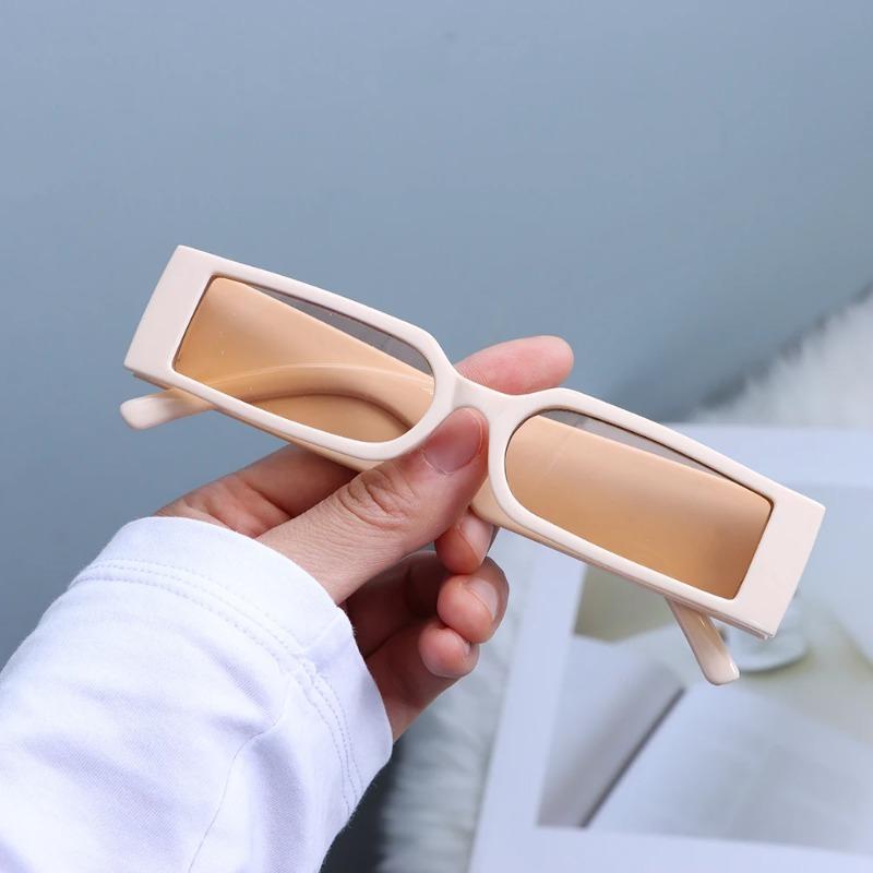Vintage obdélníkové sluneční brýle pro ženy Muži Retro sluneční brýle s malým rámem Hip Hop brýle Módní odstíny Brýle Uv400