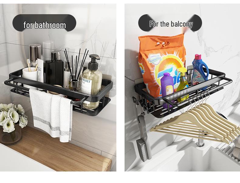 Wall-Mounted Kitchen Rack: No-Punch Seasoning Shelf & Draining Basket