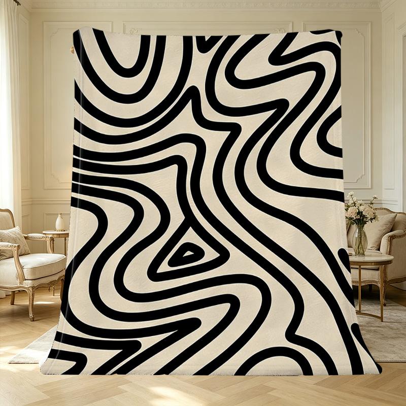 Fluffy Flannel Fleece Throw Blanket Machine Washable Minimalist Abstract, Soft & Skin-friendly Warm for Sofa, Bed Nap, Office, Halloween Christmas