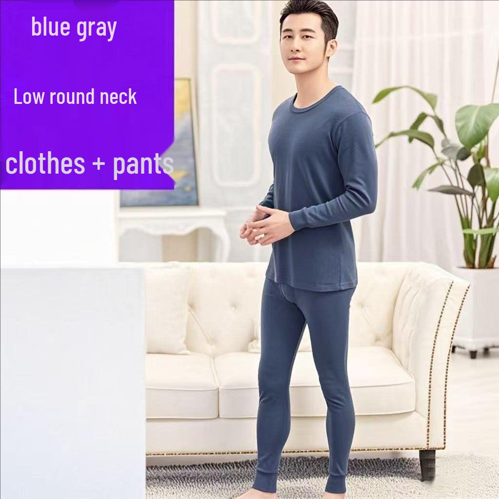 Men's Pure Cotton Thermal Underwear Set: High Neck Top & Bottoms for Cold Protection and Quick Warmth