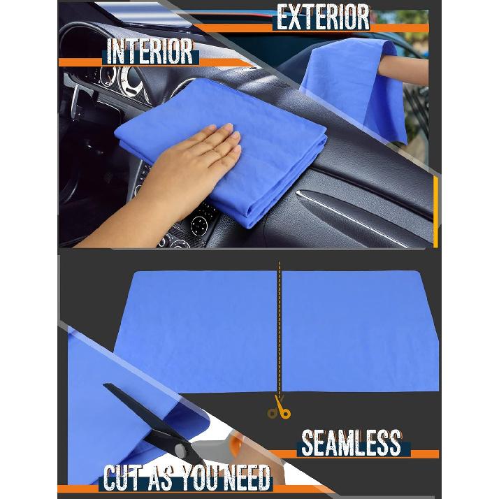 Premium Absorbent Car Drying Chamois Cloth Shammy Towel, 26''X17'' Large, Reusable For Vehicle, Bathroom, Dust Remove, No Spots/Streak/Scratch, Blue