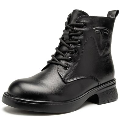 Genuine Leather Women Ankle Boots Fall Winter Fashion Side Zipper Platform Boots Women Flats Shoes for Women 2024