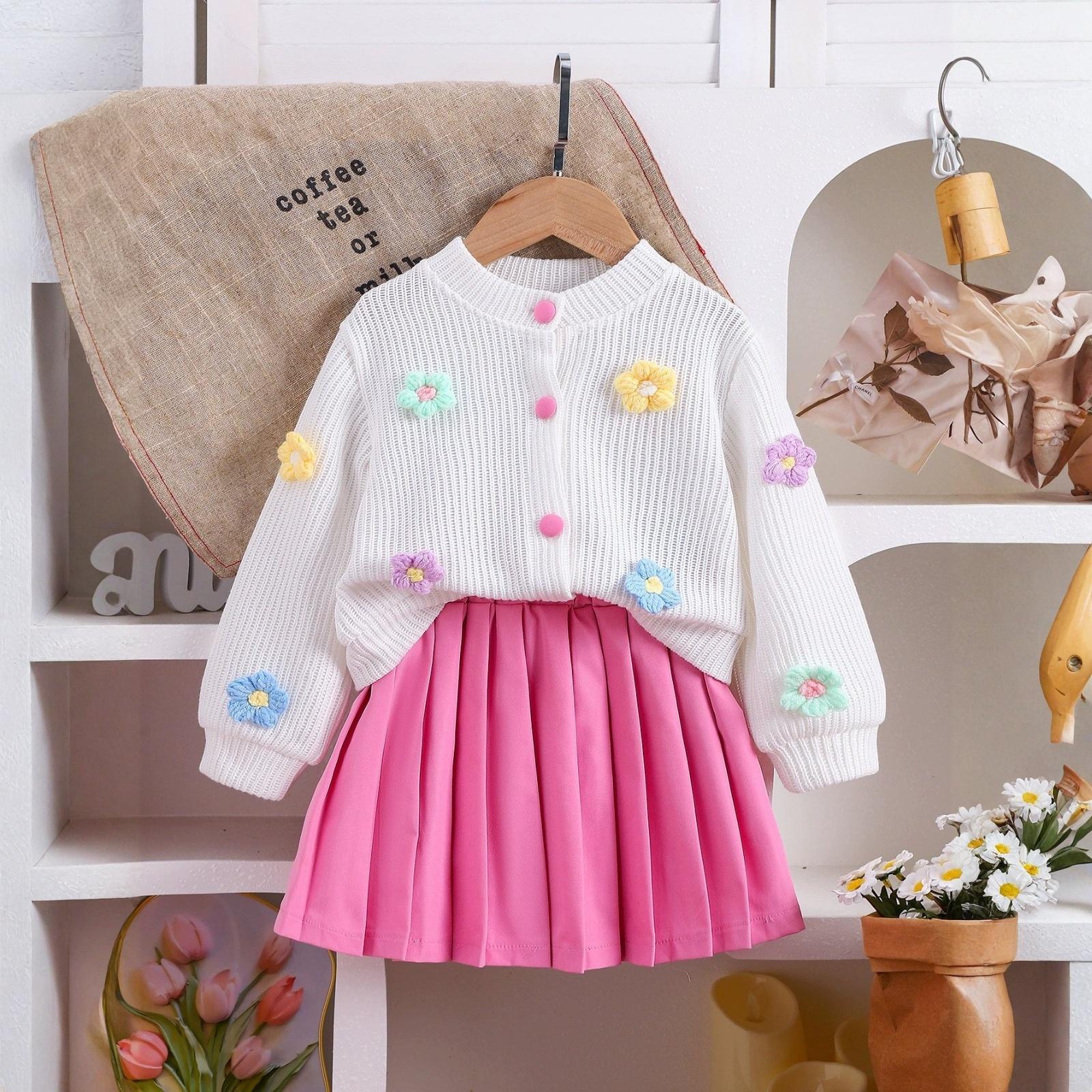 

Girls Stylish Top & Skirt 2-Piece Outfit Set 4Y белый