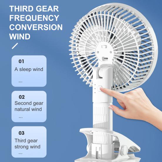 

Yousheng Clip Fan Adjustable 3 Speeds 360 Degree Rotation Desktop Mini Fan Strong Wind Safety Grid Portable Foldable Handheld Fan