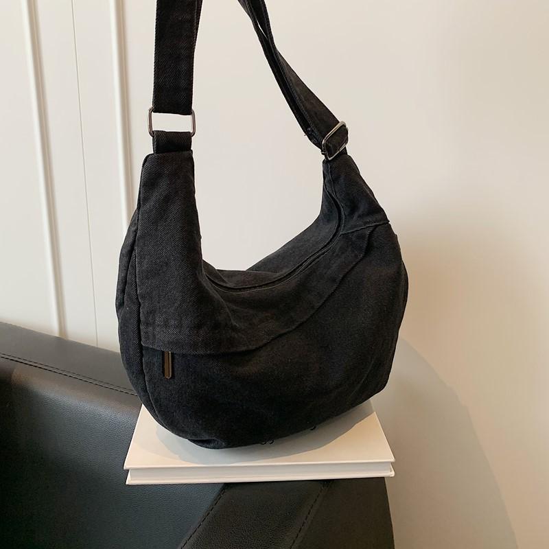 Crossbody Bag Large Capacity Denim Bag Women's Retro Shoulder Bag