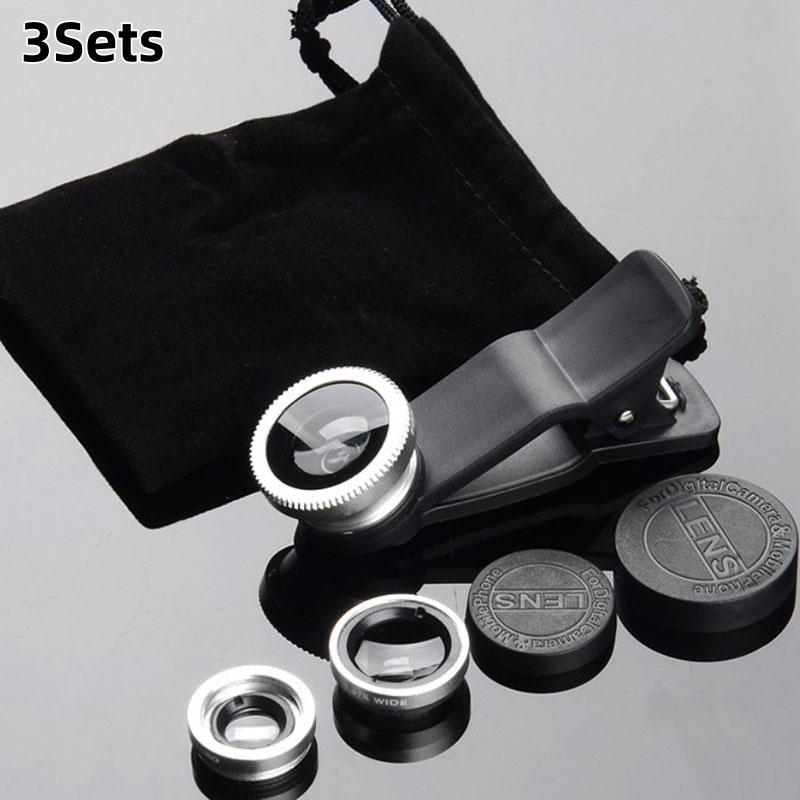 1 Set 3In1 Mobile Phone Fish Eye+Wide Angle+Macro Lightweight Camera Lens For Universal Cell Phone