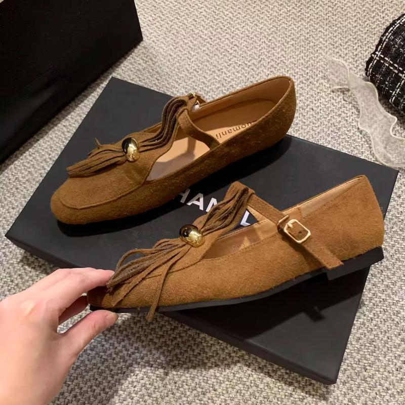 

Модные Роскошные Металлические Украшения Кисточки Дизайн Балетки Женские Удобные Искусственная Замша Мягкая Подошва Лоферы Ретро Т-образный Ремешок Пряжка Туфли Мэри Джейн 35 шоколадный