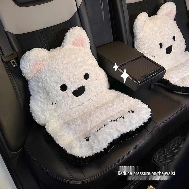 Damen Winter Plüsch Autositz- und Rückenlehnenbezug – Warm, Niedlich, Integriertes Design