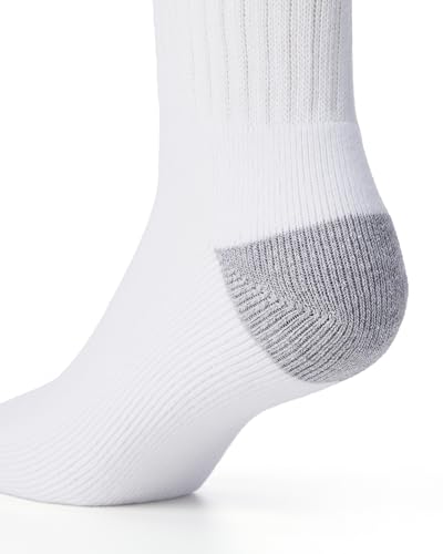 Amazon Essentials 10er-Pack Herren-Weiße Socken mit Rundhalsausschnitt und gepolsterter Sohle, Perfekt zum Laufen und für den Sport, Größen 25,0-27,0 cm