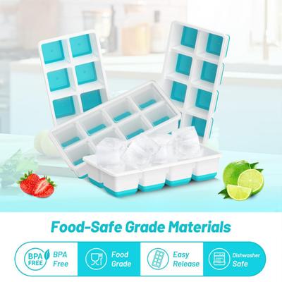 1/2Pcs Large Ice Cube Mold with Lid BPA Free Silicone Tray for Freezer Easy-Release Stackable Big Square Ice Cubes for Whiskey Cocktails Coffee