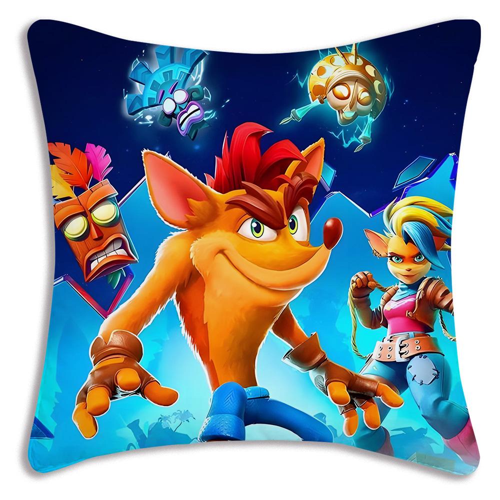 Cartoon Game Crashs Bandicoot Pillow Covers Cartoon Sofa Decorative Home Double-Sided Printing Short Plush Cute Cushion Cover