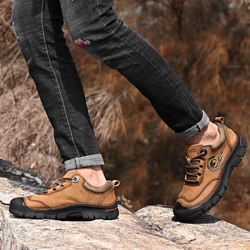 Autumn Winter Men's Trekking Sneakers Comfortable Leather Hiking Shoes For Men Climbing Shoes Outdoor Non-slip Walking Shoes Men