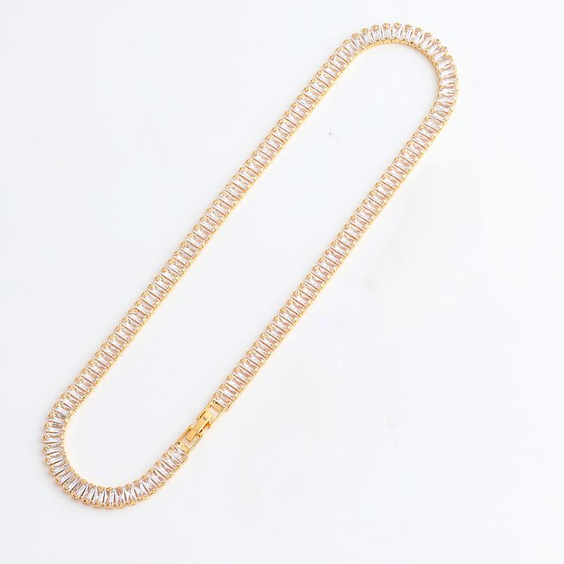 Women's Gold Colorful Choker Necklace Shiny Rainbow Crystal Zircon Tennis Chain Statement Jewelry Dropshipping