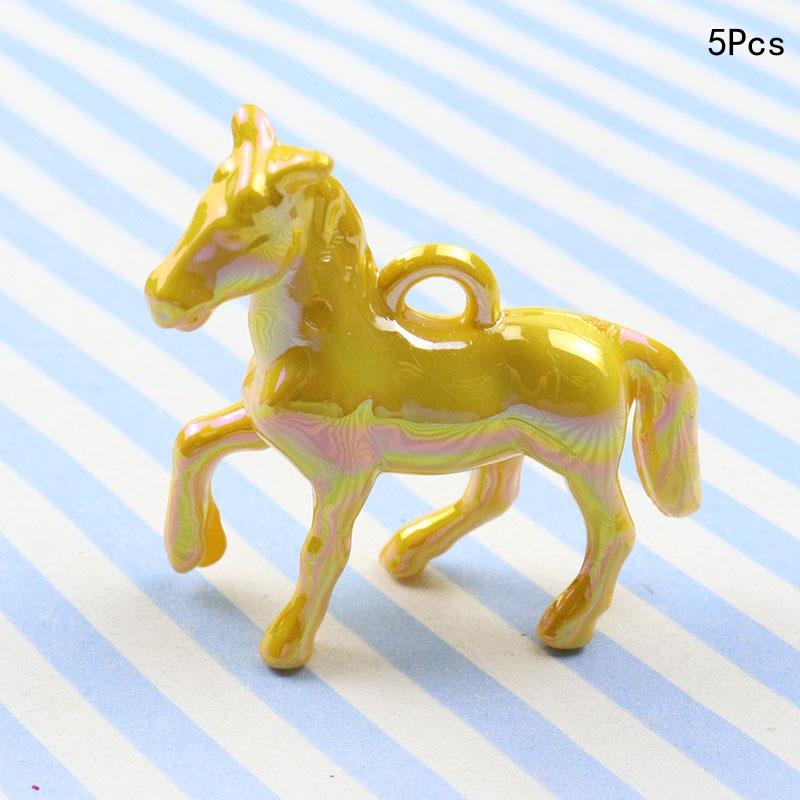 5 Stück Kawaii 3D Buntes Kleines Pferd Acryl Anhänger Halskette Ohrringe Schlüsselanhänger Ohrringe DIY Charms Schmuckzubehör