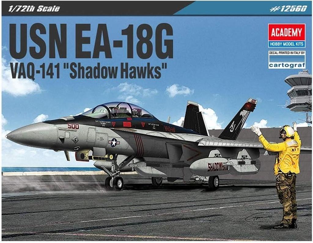 Academy 1/72 Scale US Navy EA-18G Growler VAQ-141 Shadowhawks Plastic Model Kit 12560