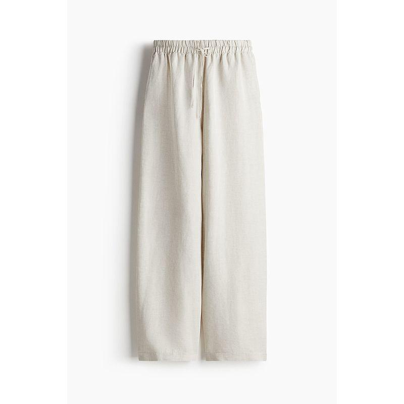 

HM 2025 Summer New Women clothes Fashion Casual Casual Loose Linen Blend Trousers 1259065