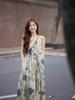 Ink painting vest dress niche design sense spring and summer new retro literary temperament new national style long dress
