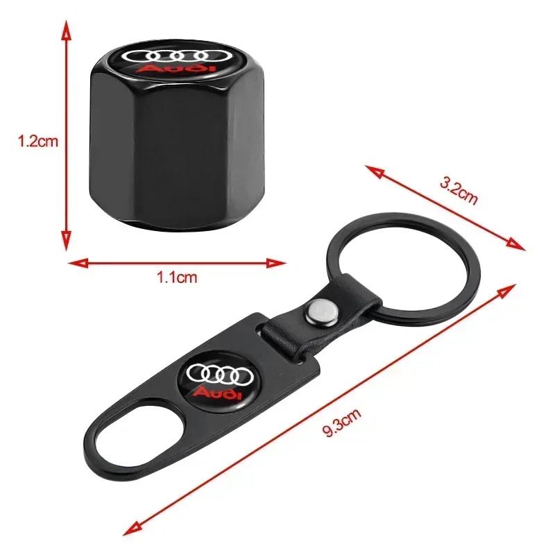 Car Styling Keychain Key Ring with Auto Tire Valve Caps Tyre Dust Cap For q2 A3 8L 8V 8P A4 B5 B6 B7 B8 A5 A6 C5 C6 C7 A7 A8