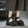 Johnature Genuine Leather Retro Pleated Thick Soled Sandals Comfortable And Breathable Women's Shoes