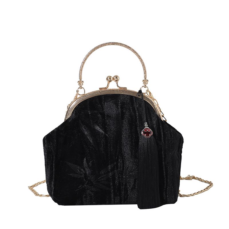 Retro Shoulder Crossbody Bag for Women Designer Bag Tassel Chain Shell Lock Clip Feminine Bag