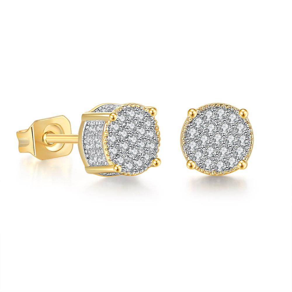 Hiphop Rock Stud Earrings For Women Classic Gold Color Jewelry Crystal Iced Out CZ Piercing Cartilage Ear Accessories Wholesale