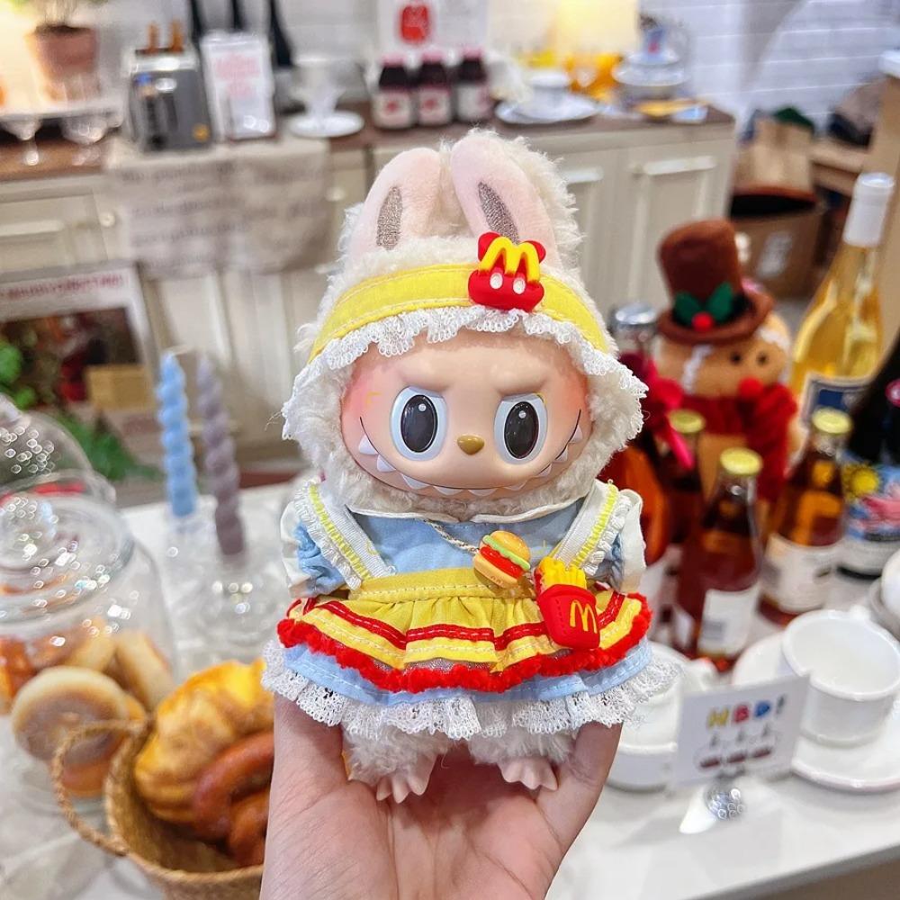 

For 15/17cm Labubu Restaurant Working clothes outfit labubu Dolls Clothing workwear set DIY Decoration replacement accessories