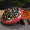 12 Hours Large Mosquito Coil Incense Burner Ceramics Cone Holder with Metal Lid Household with Fireproof Cotton Censer