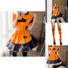 Cute Lolita Pumpkin Maid Halloween Party Costume Dress With Headdress