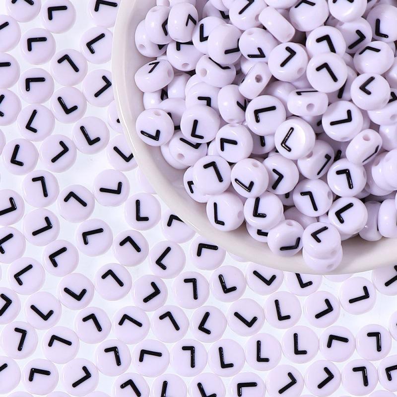 100/Bag Diy Black And White English Acrylic Letter Beads Handmade Bracelets Necklaces Beaded Accessories