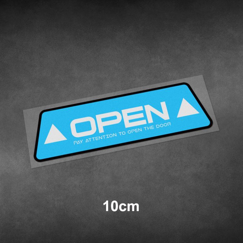 OPEN Reflective Car Door Safety Warning Sticker Electric Tailgate Warning Trunk Reminder Decals Vinyl Waterproof Car Pegatinas