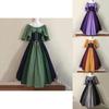 Elegant Vintage Color Blocked Maxi Dress With Flowy Sleeves And Cinched Waist For Women