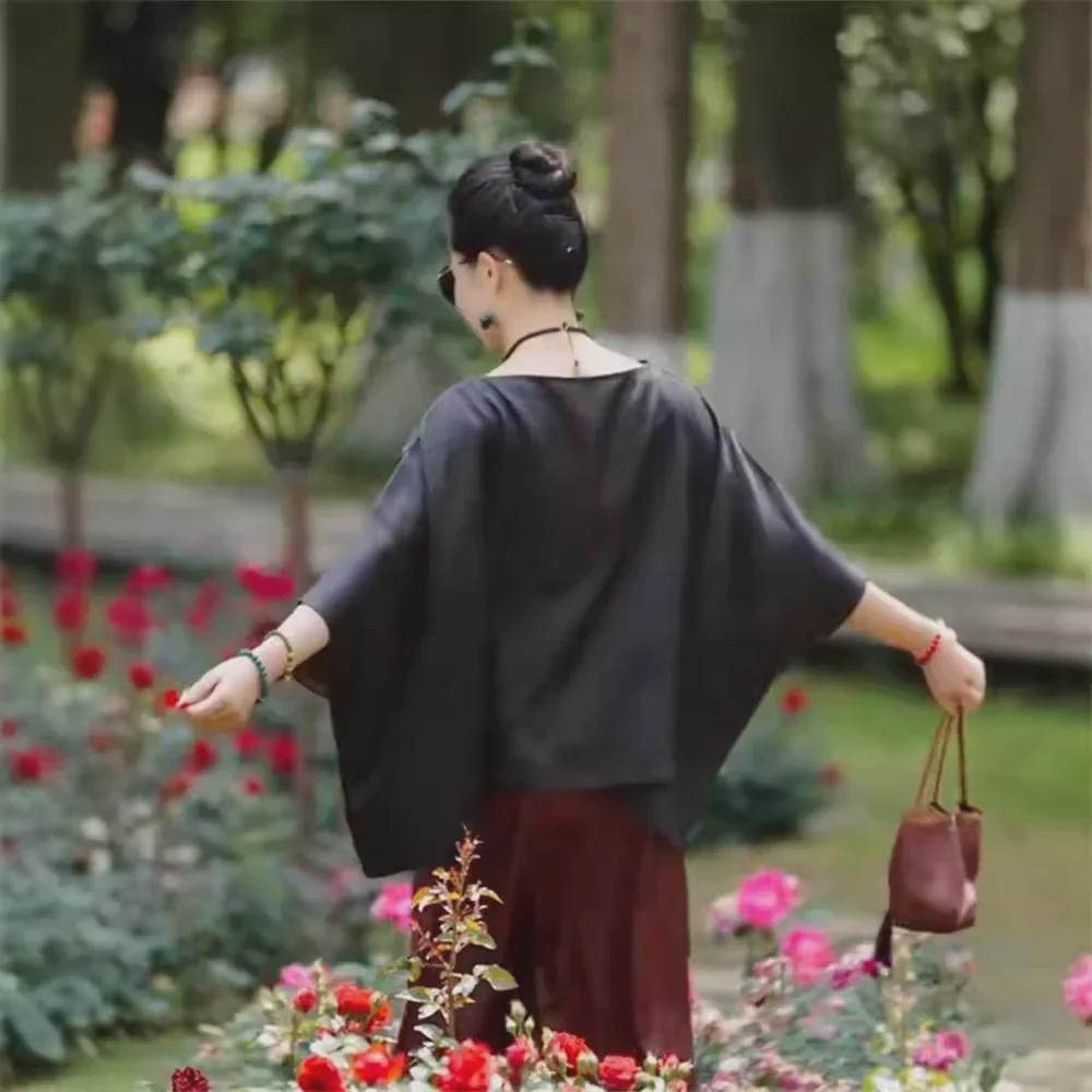 Hand-Painted Silk One-Shoulder Blouse for Women - 2024 Summer Collection