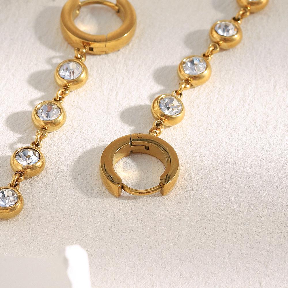 Elegant 18K Zirconia Tassel Earrings - High-End Stainless Steel for Women’s Luxury Fashion