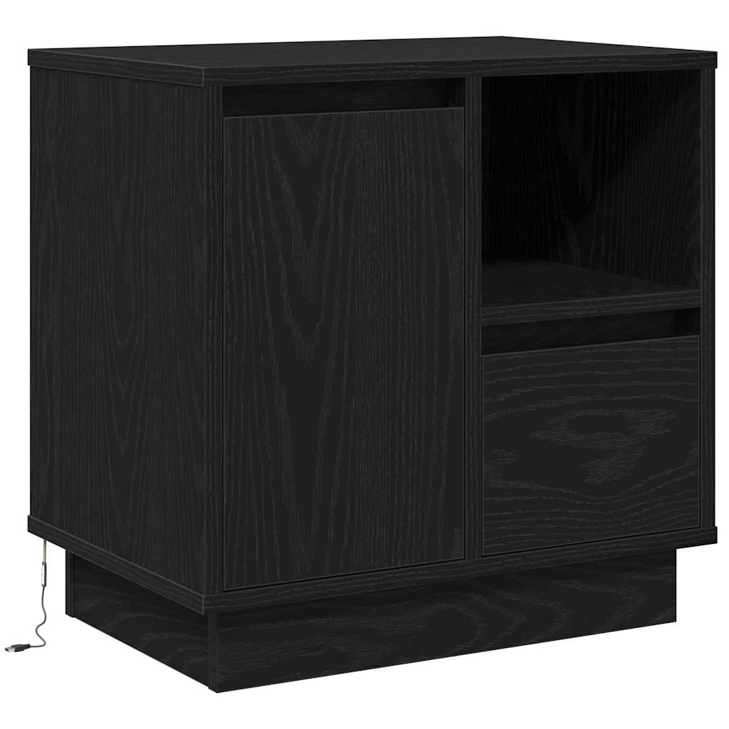 Nightstand Set of 2 Black Oak Effect 50 X 34.5 X 50 Cm