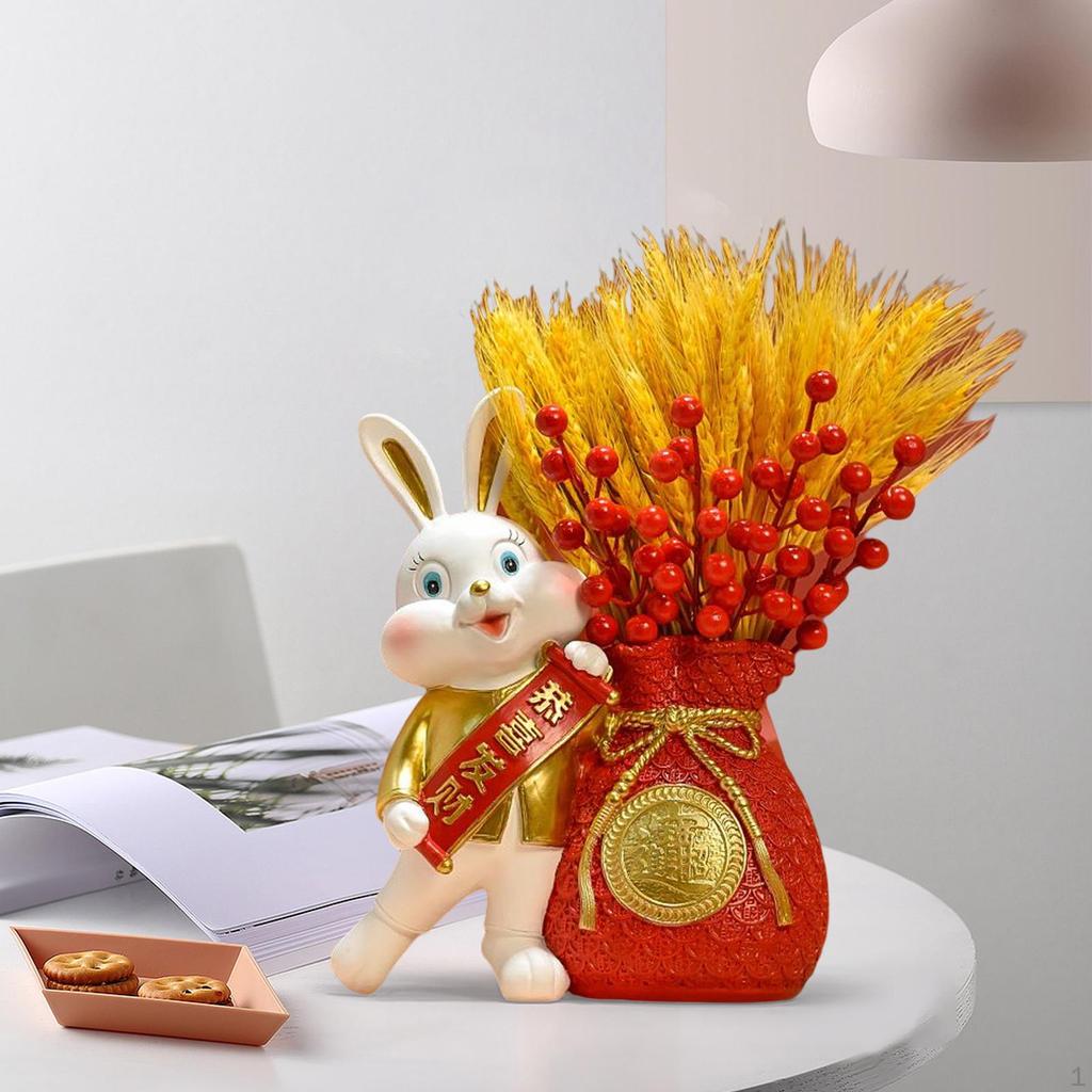 Chinese Flower Vase Resin Statue Organizer Jar Money Bag Shaped Pot for Spring Festival