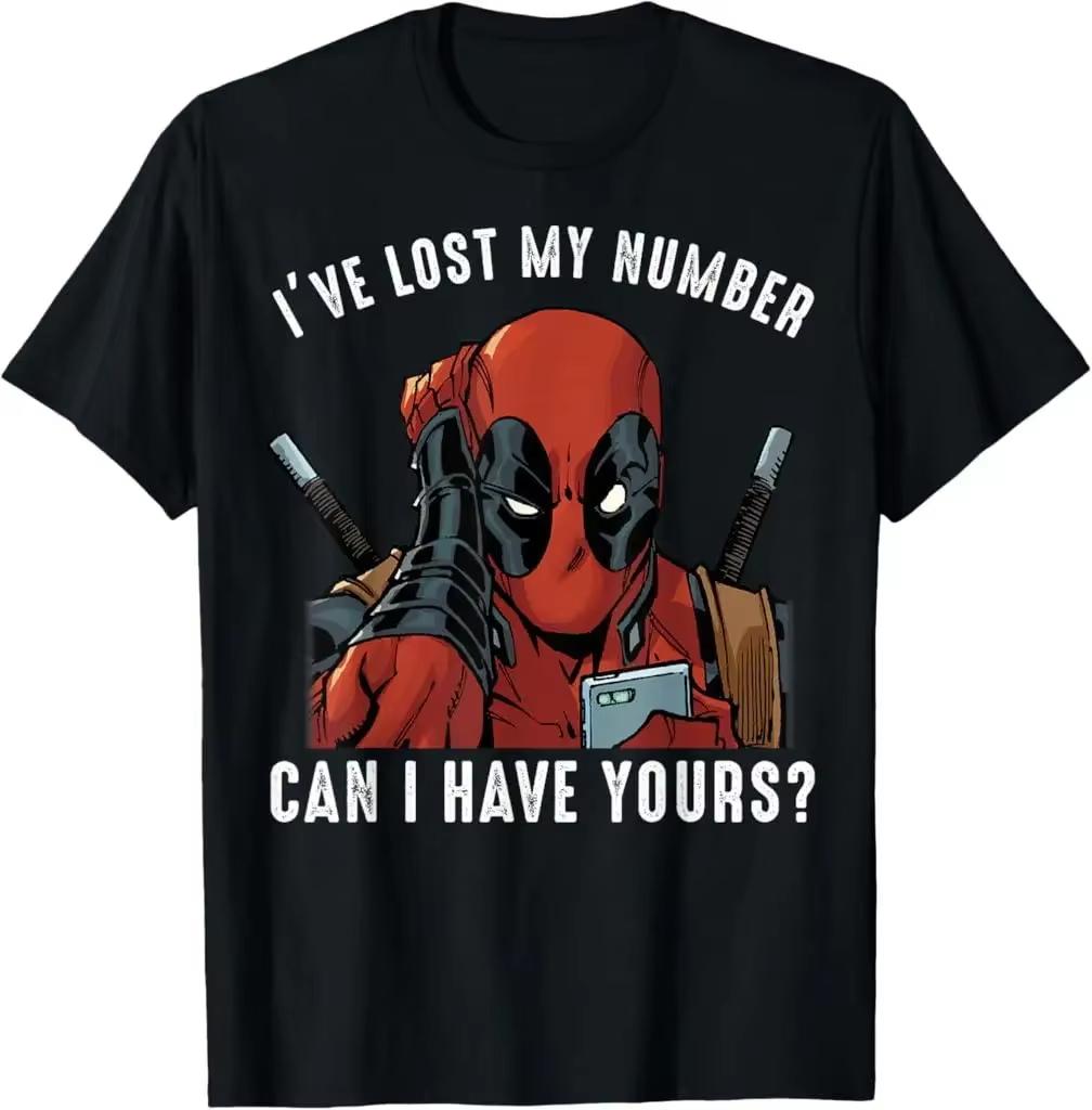 2026 new Marvel Deadpool humorous pattern black cotton Tshirt comfortable and casual featuring Marvel characters M