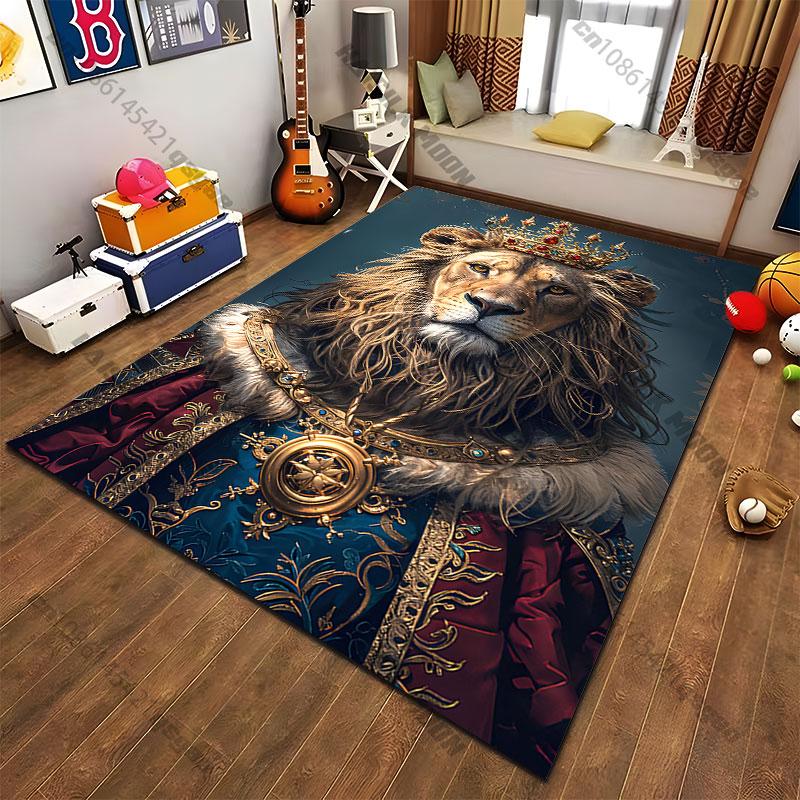 Regal lion in royal attire carpet Yoga living room room decor children's crawling mat doormat area rug games mat