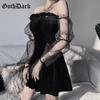 Goth Dark Mesh Vintage Gothic sukienki Egirl 2021 estetyczny przezroczysty pasek plisowana sukienka Chic Punk Hip Hop Grunge Emo Y2K Chic