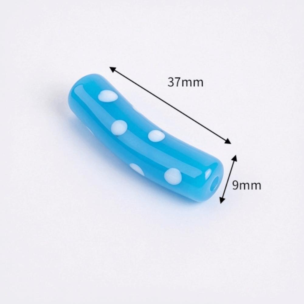 With Hole Curved Glass Beads 37 Styles Polka Dot Beads Lampwork Beads for 20pcs Diy Jewelry Making