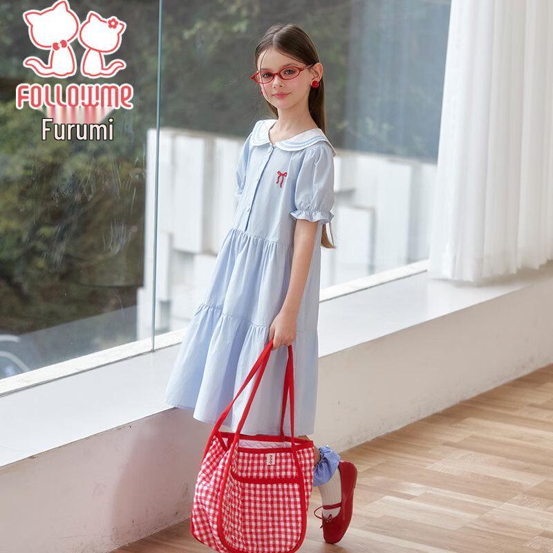 Girls' Summer Academy Style Doll Collar Princess Dress