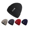 Hochwertige schwarze Human Label Wintermütze mit Pelzfutter, warme Beanie-Mütze, stilvolle Strickmütze für Männer und Frauen, Skisport-Wintermütze