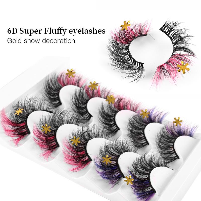 6D High Imitation Color False Eyelashes Decorative Eyelashes Fried Hair Messy Thick Grafted Eyelashes