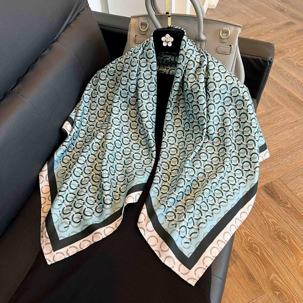 91Cm square scarf silk scarf women's new literary and fashion scarf accessories autumn and winter retro versatile shawl